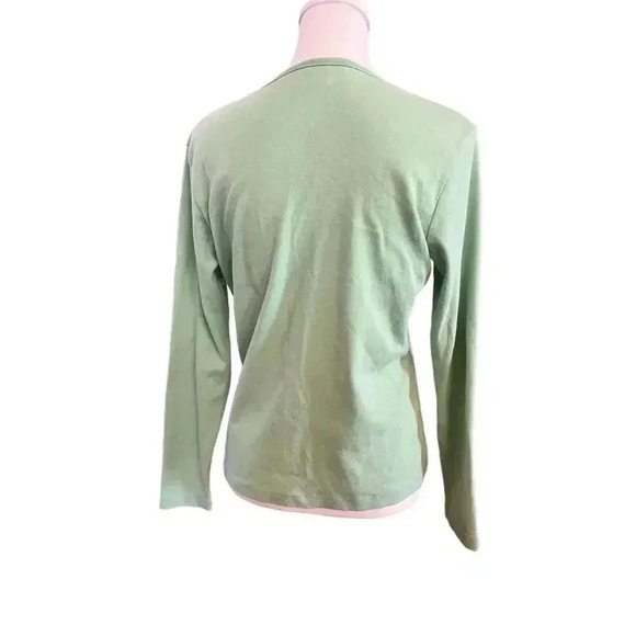 L.L.BEAN womens cardigan button up green 100% cotton size small - Picture 5 of 7